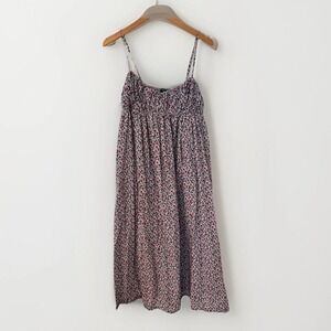 JCrew Smocked Babydoll Spaghetti Strap Sundress Sz L Poppy Cottagecore Milkmaid